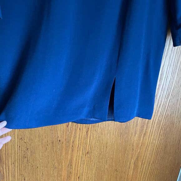 Vintage Hugo Buscati Collection 100% Silk Blue Dress Cocktail Size 8 V-Neck - Picture 8 of 9